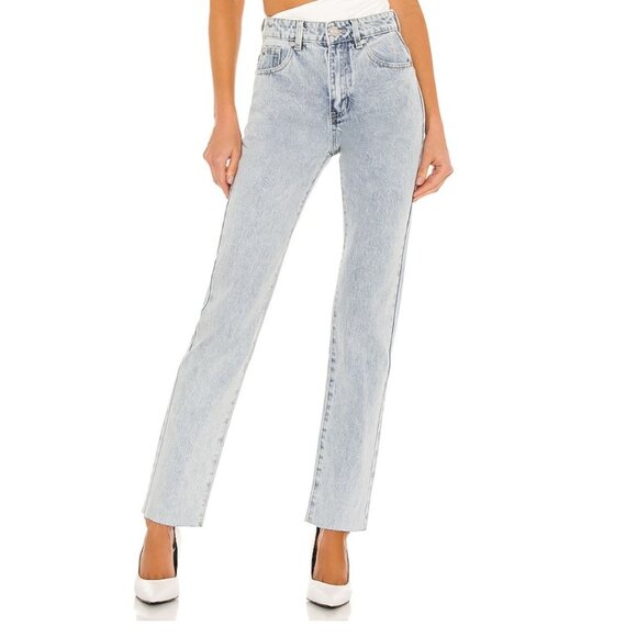 superdown dylan straight denim jean vintage blue raw hem size 25 - Picture 1 of 4